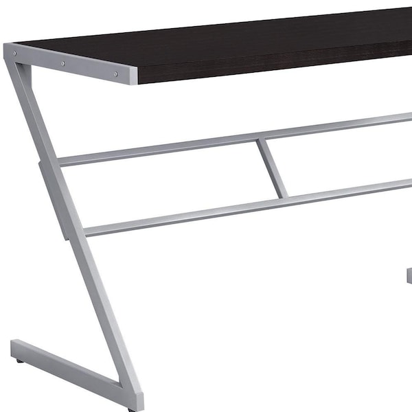 Homeroots 30 in. Cappuccino MDF & Silver Metal Computer Desk - 333494