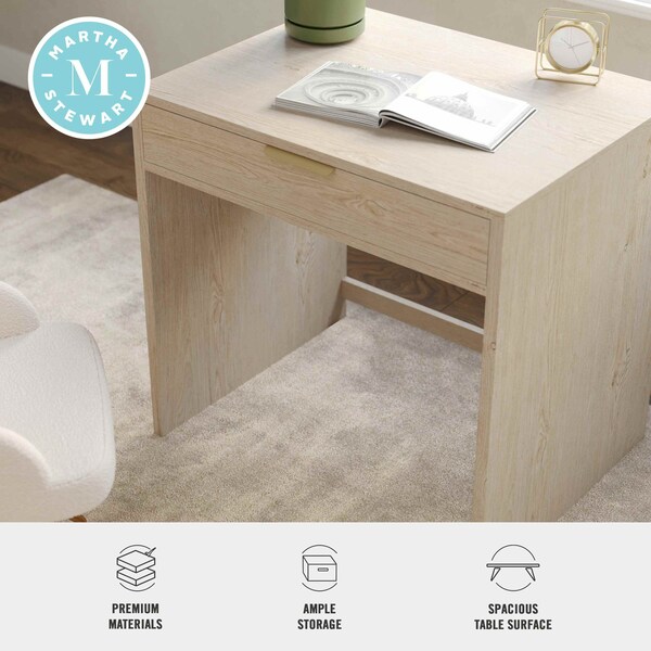 Martha Stewart Kayden Home Office Modular Single-Drawer Desk in Light Natural w/Brushed Gold Hardware - NAN-FY-23042-TB-LNT-GLD-MS