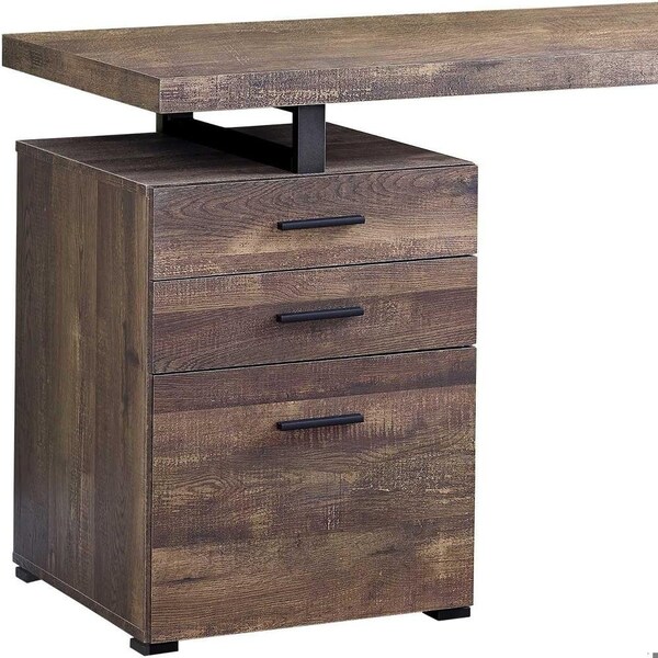 Homeroots 30 in. Reclaimed Wood Particle Board & Black Metal Computer Desk - 333509