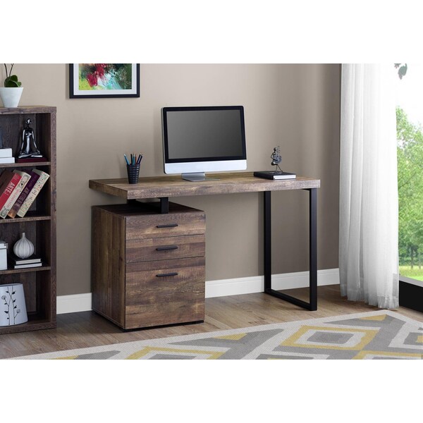 Homeroots 30 in. Reclaimed Wood Particle Board & Black Metal Computer Desk - 333509
