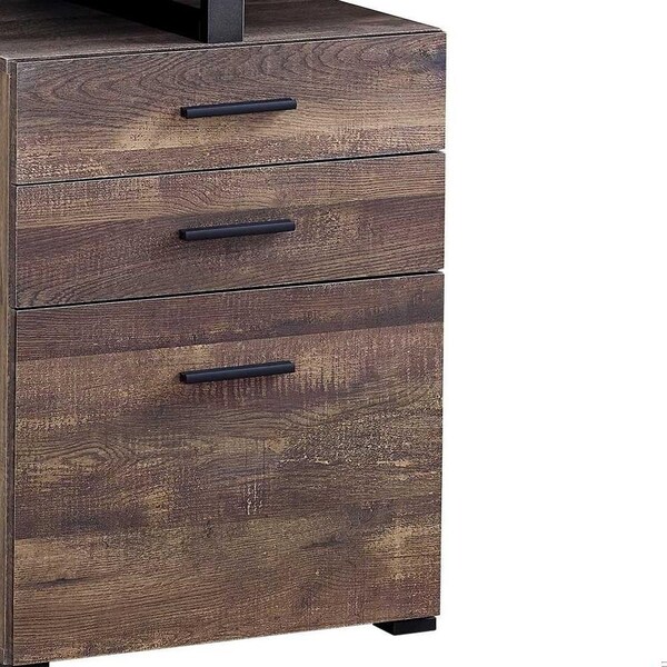 Homeroots 30 in. Reclaimed Wood Particle Board & Black Metal Computer Desk - 333509