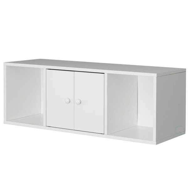 Kd Cuna 12.75 x 35.5 x 11.75 in. Wall Mounted Computer Cabinet Floating Hutch, White - KD3164221