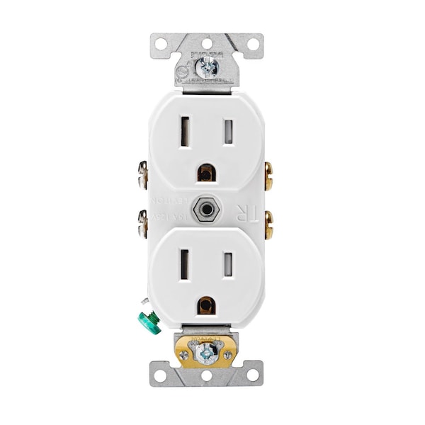 Salida blanca dúplex Leviton de 15 amperes y 125 V - 5-15R - TCBR1-00W
