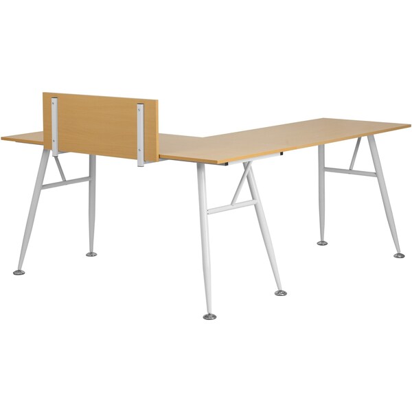 Flash Furniture L Shaped Desk Office Desk, 60" D X 39-3/4" H, 89-1/2" W X Laminate, Beech - NAN-WK-110-GG