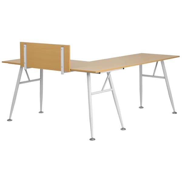 Flash Furniture L Shaped Desk Office Desk, 60" D X 39-3/4" H, 89-1/2" W X Laminate, Beech - NAN-WK-110-GG
