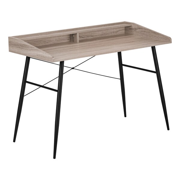 Monarch Specialties Computer Desk, Home Office, Laptop, Storage Shelves, 48"L, Work, Metal, Laminate, Brown, Black - I 7536