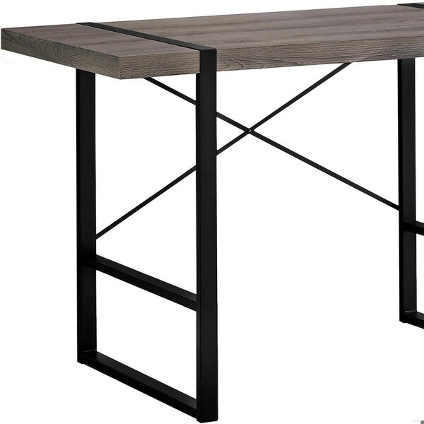 Homeroots 23.75 x 49 x 30 in. Dark Taupe, Black Metal Computer Desk - 355718