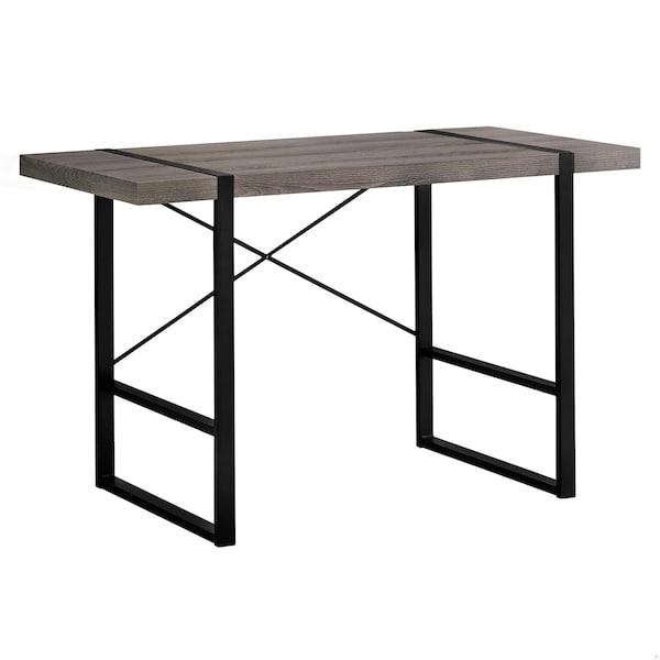 Homeroots 23.75 x 49 x 30 in. Dark Taupe, Black Metal Computer Desk - 355718