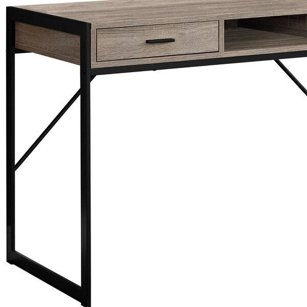 Homeroots 32.75 in. Dark Taupe MDF & Black Metal Computer Desk - 333487