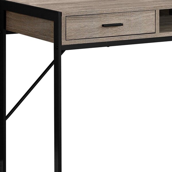 Homeroots 32.75 in. Dark Taupe MDF & Black Metal Computer Desk - 333487