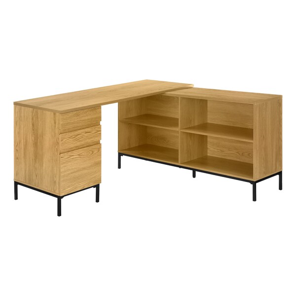 Monarch Specialties Computer Desk, Home Office, Corner, Storage Drawers, 60 in.L, L Shape, Work, Laptop, Brown Laminate - I 7491