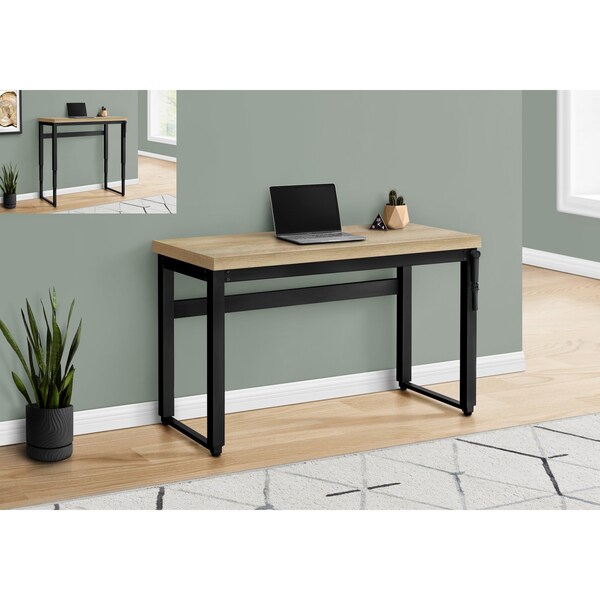 Monarch Specialties Computer Desk, Home Office, Standing, Adjustable, 48"L, Work, Laptop, Metal, Natural, Black - I 7678