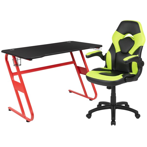 Flash Furniture Red Gaming Desk and Chair Set - BLN-X10RSG1030-GN-GG