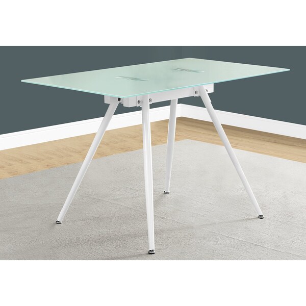 Monarch Specialties Computer Desk, Home Office, Laptop, 48"L, Work, Metal, Tempered Glass, White, Contemporary, Modern - I 1032