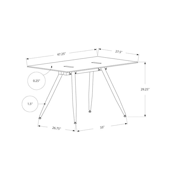 Monarch Specialties Computer Desk, Home Office, Laptop, 48"L, Work, Metal, Tempered Glass, White, Contemporary, Modern - I 1032