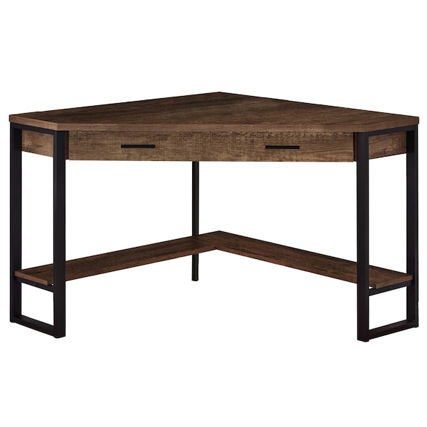 Homeroots 42 x 42 x 30 in. Brown Reclaimed Wood Corner Computer Desk - 355735