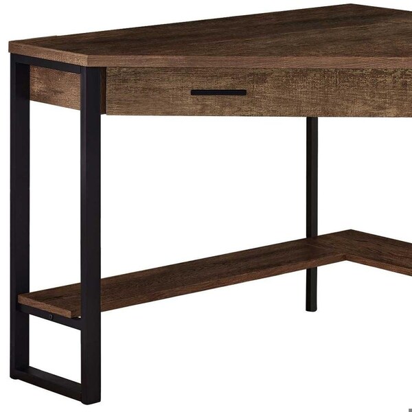 Homeroots 42 x 42 x 30 in. Brown Reclaimed Wood Corner Computer Desk - 355735