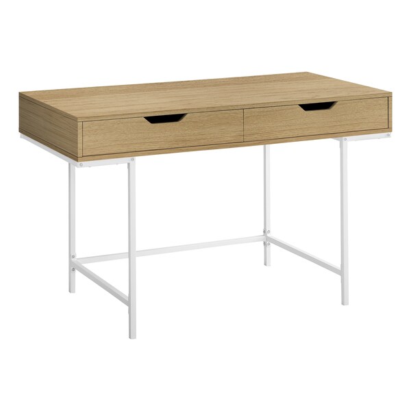 Monarch Specialties Computer Desk, Home Office, Laptop, Storage Drawers, 48"L, Work, Metal, Laminate, Natural, White - I 7569