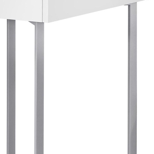 Homeroots 32.75 in. White MDF & Silver Metal Computer Desk - 333484