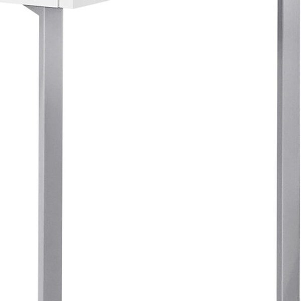 Homeroots 32.75 in. White MDF & Silver Metal Computer Desk - 333484