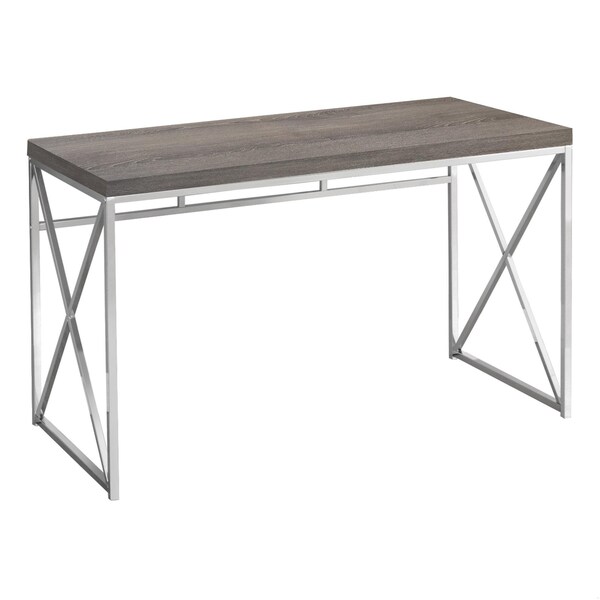 Homeroots 29.75 in. Dark Taupe Particle Board & Chrome Metal Computer Desk - 333407