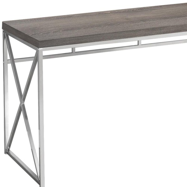 Homeroots 29.75 in. Dark Taupe Particle Board & Chrome Metal Computer Desk - 333407
