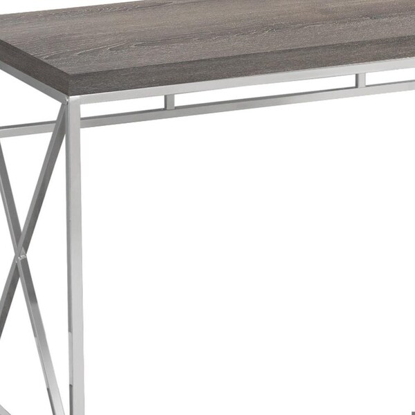 Homeroots 29.75 in. Dark Taupe Particle Board & Chrome Metal Computer Desk - 333407