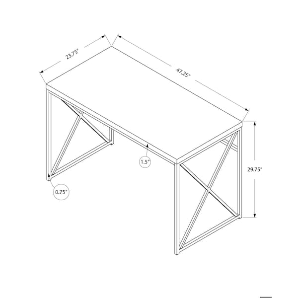 Homeroots 29.75 in. Dark Taupe Particle Board & Chrome Metal Computer Desk - 333407