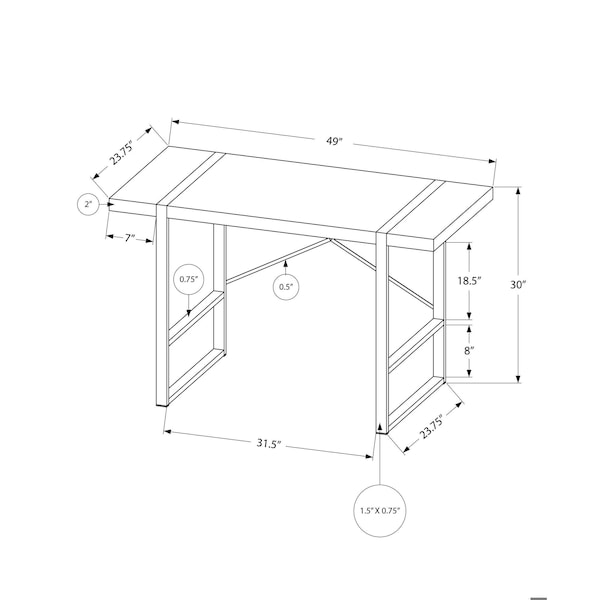 Homeroots 23.75 x 49 x 30 in. Reclaimed Wood & Metal Computer Desk, Grey & Black - 355722
