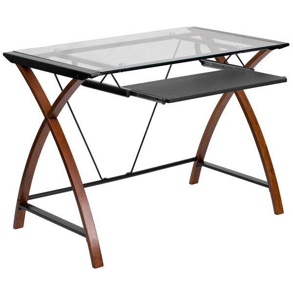 Flash Furniture Glass Desk, Chair, Cabinet Set - BLN-NAN28APX5-BK-GG