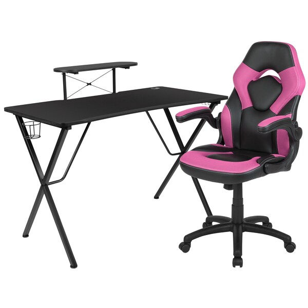 Flash Furniture Black Gaming Desk and Chair Set with Cup Holder - BLN-X10RSG1031-PK-GG