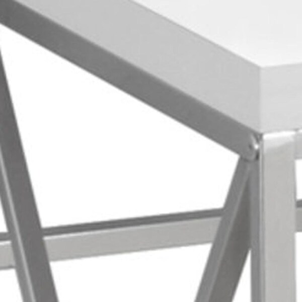 Homeroots 29.75 in. Glossy White Particle Board & Chrome Metal Computer Desk - 333408