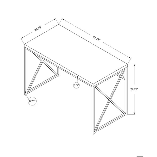 Homeroots 29.75 in. Glossy White Particle Board & Chrome Metal Computer Desk - 333408