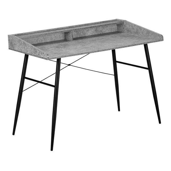 Monarch Specialties Computer Desk, Home Office, Laptop, Storage Shelves, 48"L, Work, Metal, Laminate, Grey, Black - I 7540