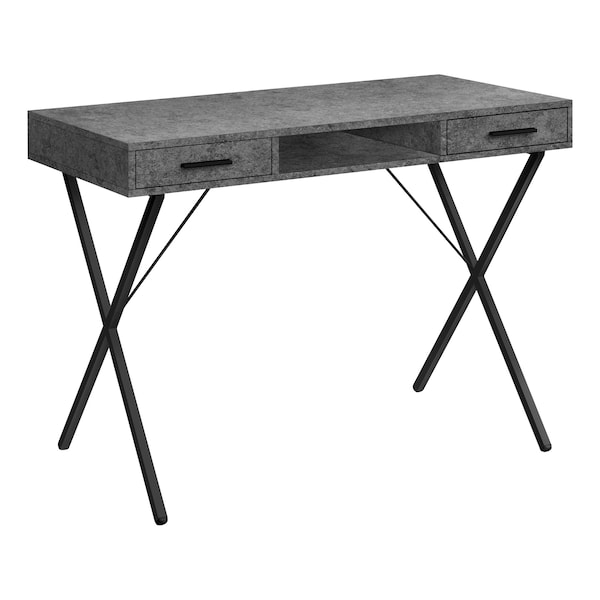 Monarch Specialties Computer Desk, Home Office, Laptop, Left, Right Set-up, Storage Drawers, 42"L, Work, Metal, Grey - I 7795