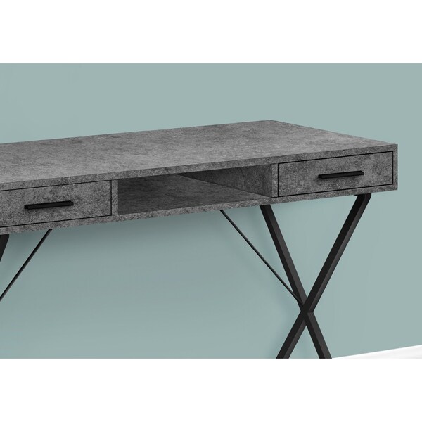 Monarch Specialties Computer Desk, Home Office, Laptop, Left, Right Set-up, Storage Drawers, 42"L, Work, Metal, Grey - I 7795