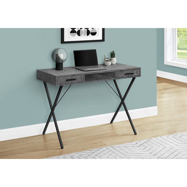 Monarch Specialties Computer Desk, Home Office, Laptop, Left, Right Set-up, Storage Drawers, 42"L, Work, Metal, Grey - I 7795