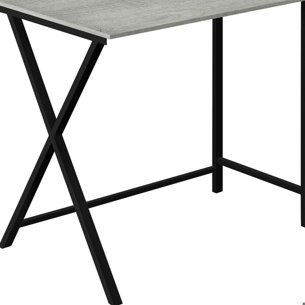 Homeroots 55 in. Grey Top & Black Metal Corner Computer Desk - 376541