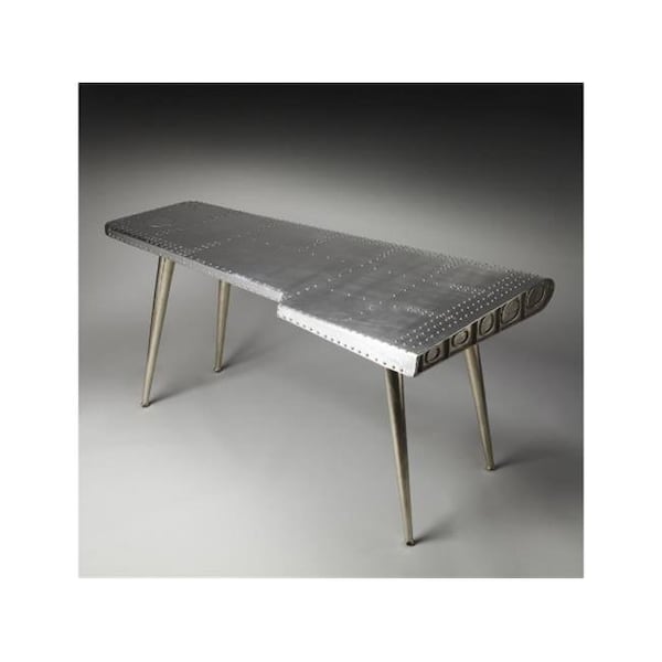 Butler Specialty Company Writing Desk, 29 in H, Medium Density Fiberboard, Wood Solids, Steel, Aluminum, Polished - 2552025