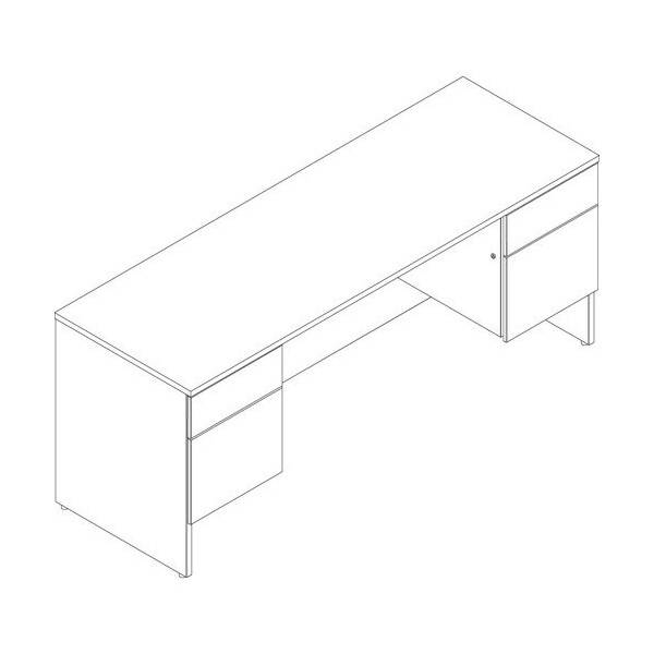 Groupe Lacasse Credenza, Double Ped, Linear Pull, B/F, 72inx24inx29in, Sahara - LAS4NF2472FR