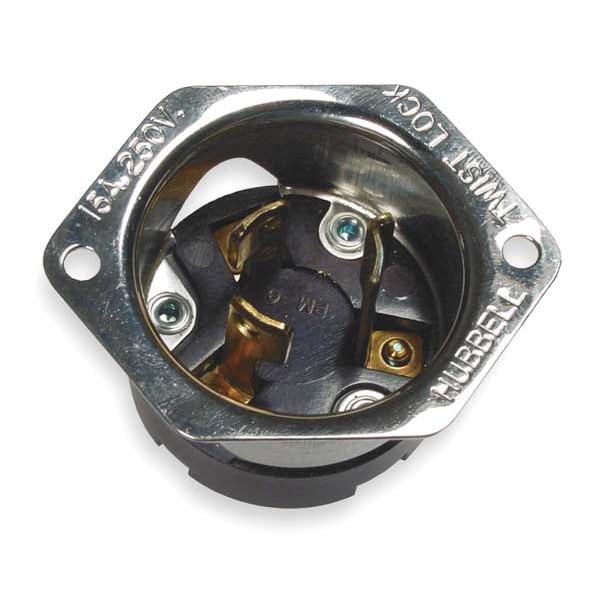 Entrada con bloqueo bridada de 15A 2P 3W 250VAC L6-15P WT - HBL4586 de Hubbell