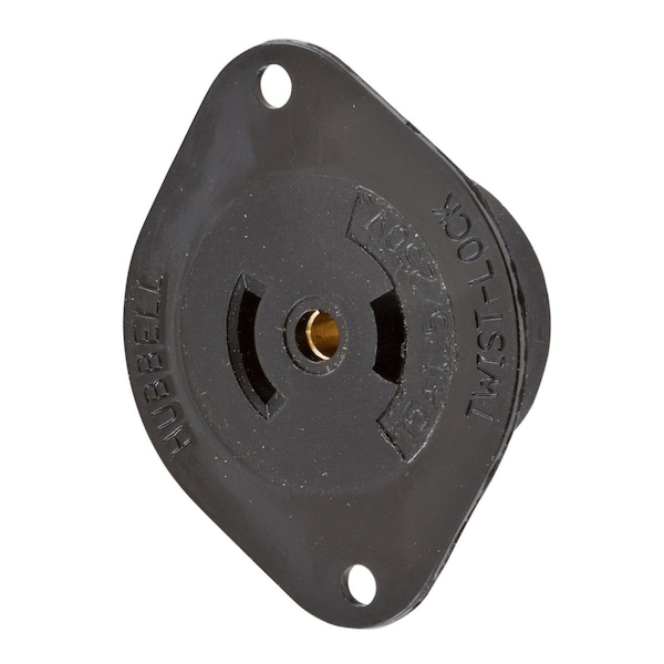 Dispositivos de bloqueo de Hubbell Wiring Device-Kellems, Midget Twist-Lock®, Industrial, Receptáculo con brida, 15A 125/250V AC, 3 polos 3 cables sin conexión a tierra, NEMA ML-3R Nylon Flange - HBL7487N.