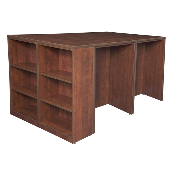 Legacy 2 Lateral File/ 2 Desk Quad with Bookcase End StandUp LatFile Desk Quad, BookCase, 46" D X 42" H - LS2LF2SD8546CH