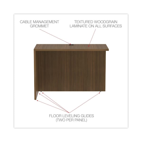 Alera Desk Shell Valencia Reversible Return/Bridge Shell, 23.63 in D X 29.5" H, 42" W X Modern Walnut - VA354224WA