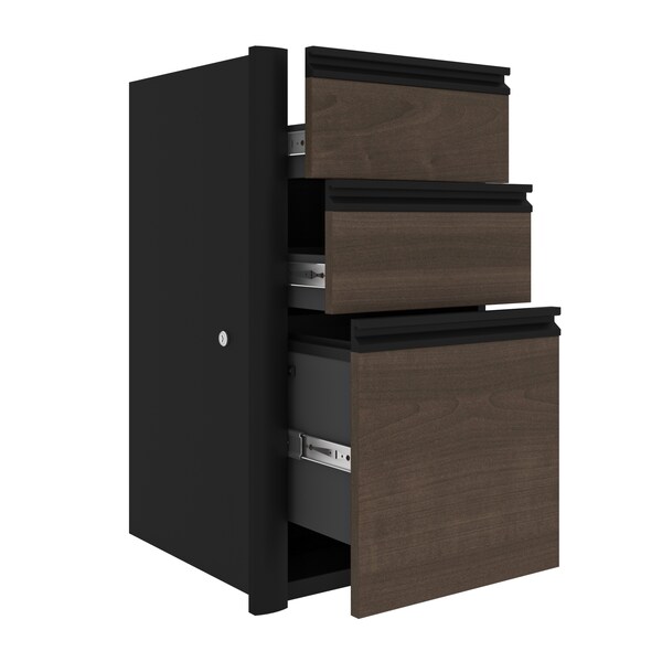 Bestar Connexion L-Shaped Workstation with Lateral File, Antigua/Black - 93883-000052