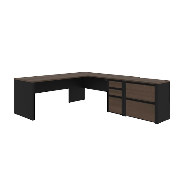 Bestar Connexion L-Shaped Workstation with Lateral File, Antigua/Black - 93883-000052