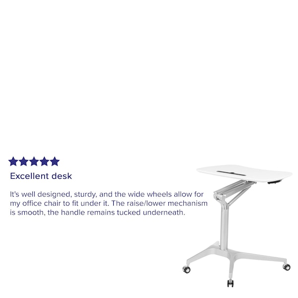 Flash Furniture White Mobile Sit to Stand Desk - NAN-IP-10-WH-GG