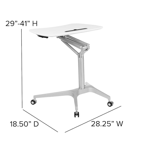 Flash Furniture White Mobile Sit to Stand Desk - NAN-IP-10-WH-GG
