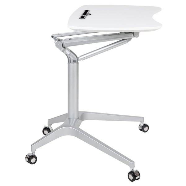 Flash Furniture White Mobile Sit to Stand Desk - NAN-IP-10-WH-GG