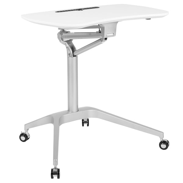 Flash Furniture White Mobile Sit to Stand Desk - NAN-IP-10-WH-GG